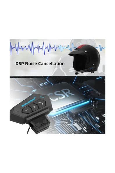 Bt12 Kask Kulaklık Bluetooth Motosiklet Kulaklık Interkom Motorsiklet Kulaklık - 14