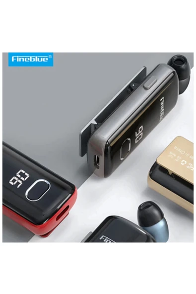 F580 Dijital Göstergeli Makaralı Titreşimli Bluetooth Kulaklık Mavi - 3