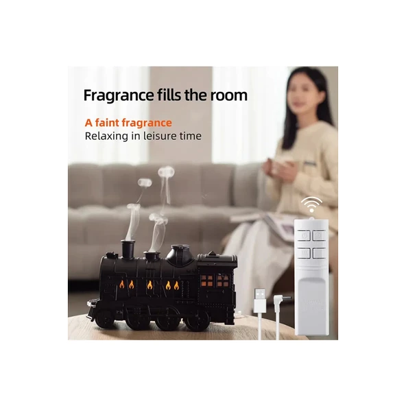 Tren Şeklinde Buharlı Oda Hava Nemlendirici Işık Buhar Makinesi Kumandalı - 4