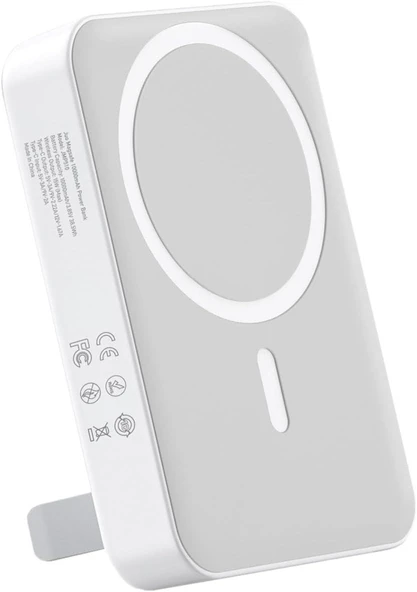 Juo 10000mAh MagSafe Powerbank Standlı PD20W Taşınabilir Kablosuz Hızlı Şarj Cihazı Beyaz