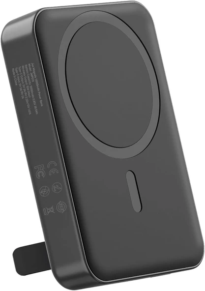 Juo 10000mAh MagSafe Powerbank Standlı PD20W Taşınabilir Kablosuz Hızlı Şarj Cihazı Siyah