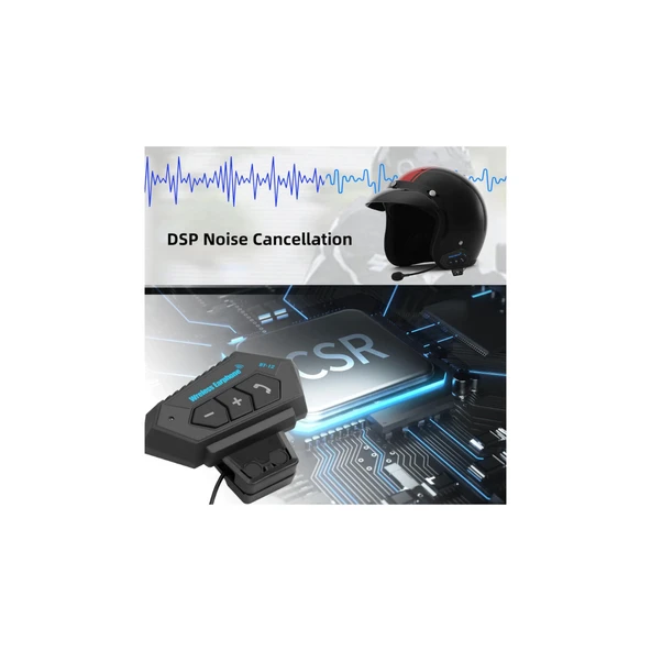 Bt12 Kask Kulaklık Bluetooth Motosiklet Kulaklık Interkom Motorsiklet Kulaklık - 7