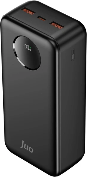 Juo 30000mAh 22.5W Dijital Led Ekranlı Taşınabilir Hızlı Şarj Cihazı Powerbank Siyah ürün görseli 1
