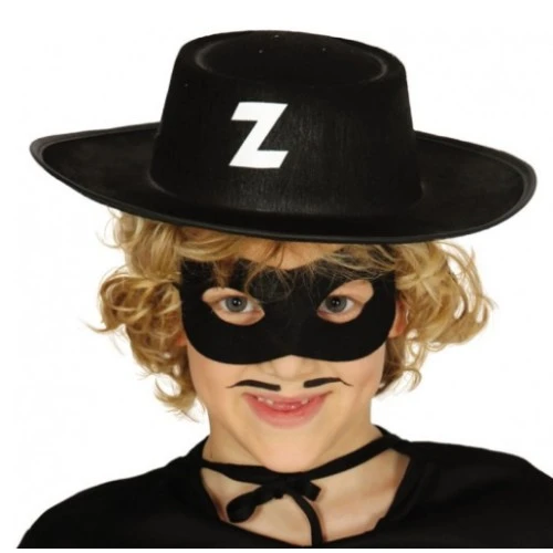 Z Logolu Zorro Şapkası ve Zorro Maskesi Çocuk Boy - 2