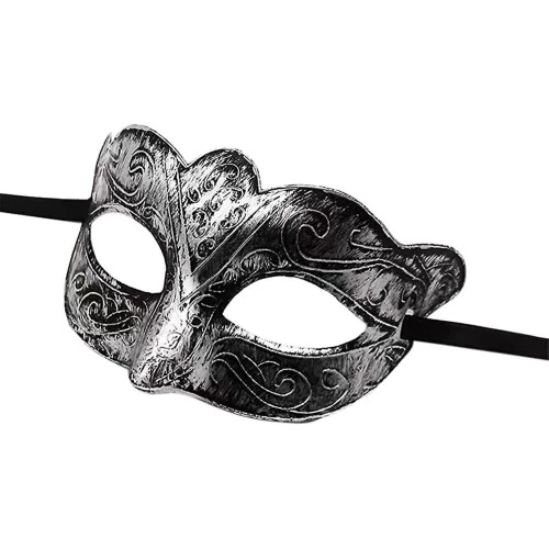 Maskeli Balo Antik Gri Gümüş Eskitilmiş Maske Balo Venedik - 4