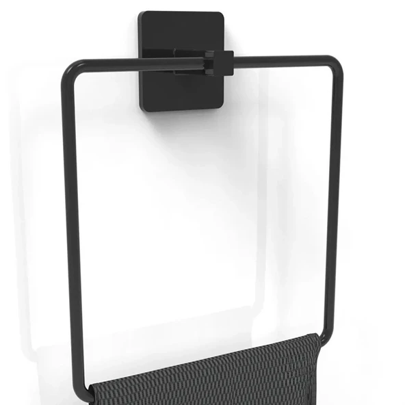 BUFFER® Kendiliğinden Yapışkanlı Siyah Paslanmaz Metal Kare Havluluk - 2
