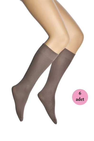 6 Adet Mikro 70 Dizaltı Kadın Çorap Vizon 86 ürün görseli 1