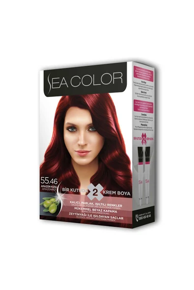 2 Tüp Krem Saç Boyası Seti Amazon Kızılı No:55.46 ürün görseli 1