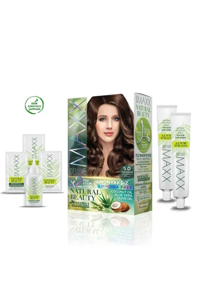 2 Paket Natural Beauty Amonyaksız Saç Boyası 5.0 Açık Kahve - 2