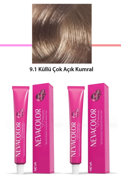 2 li Set Premium 9.1 Küllü Çok Açık Kumral - Kalıcı Krem Saç Boyası 2 X 50 g Tüp ürün görseli 1