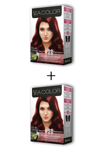 2X2 Tüp Krem Saç Boyası Seti Amazon Kızılı No:55.46 ürün görseli 1