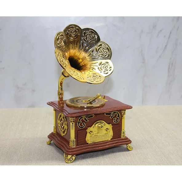 Gramafon Müzik Kutusu Kahverengi - 2