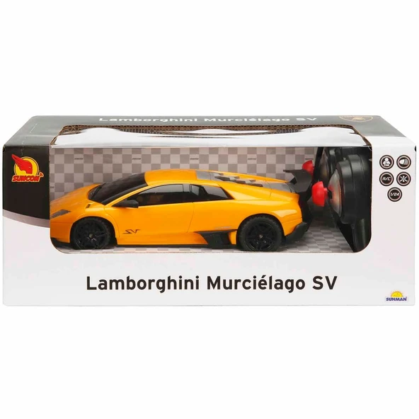 Suncon 1:24 Lamborghini Murcielago SV Işıklı Uzaktan Kumandalı Araba 39403 Sarı - Resim 3