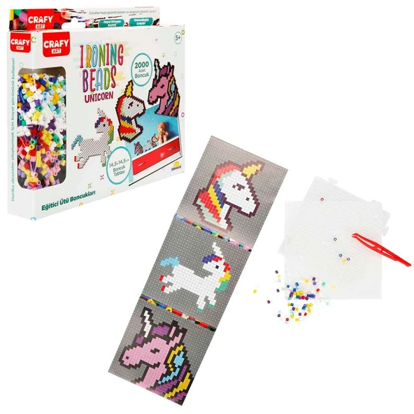 Crafy Ütü ile Yapışan Unicorn Boncuk Seti