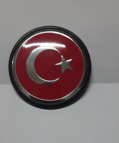 8 Cm Yuvarlak Plastik Yapışkanlı Türk Bayrağı Arma - 2