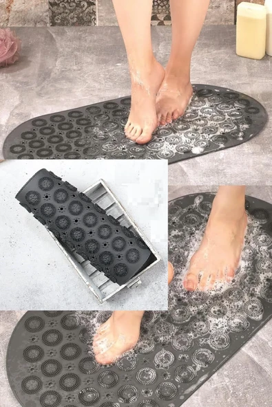 Vantuzlu Banyo Kaydırmaz Paspas- Tırtıklı Ayak Duş Matı Silikon Masaj Pedi - 3