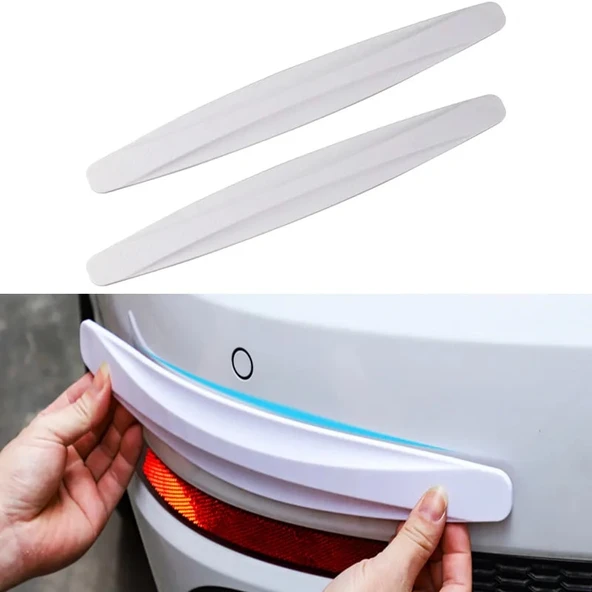 2 Adet Beyaz Universal Karbon Araba Çarpışma Önleyici Esnek Tampon Koruyucu Şerit - 2