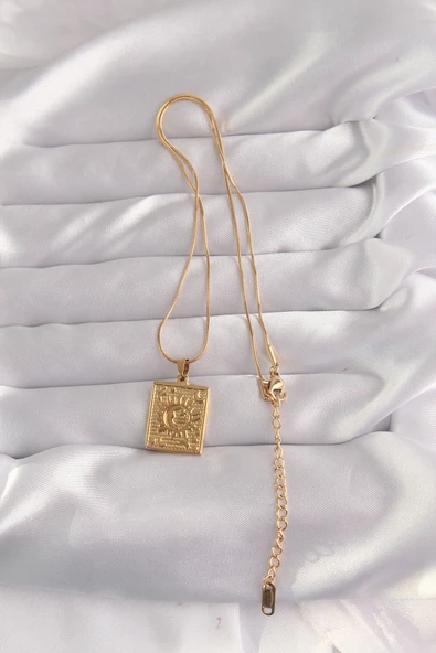 316L Çelik Gold Renk İşlemeli Vintage Kolye - TJ-BKO9055