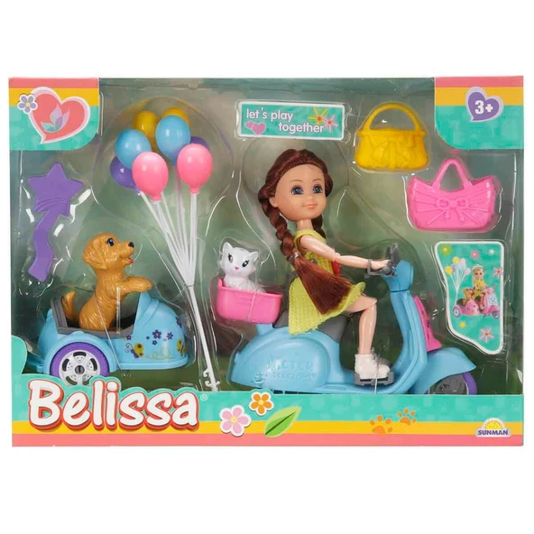 Belissa'nın Sepetli Motosikleti ve Sevimli Köpeği 29800 Mavi Motosiklet ürün görseli 1