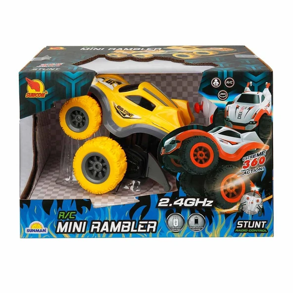 Suncon Mini Rambler 360 Derece Dönen Uzaktan Kumandalı Araba 16 cm 25321 Sarı - Resim 3