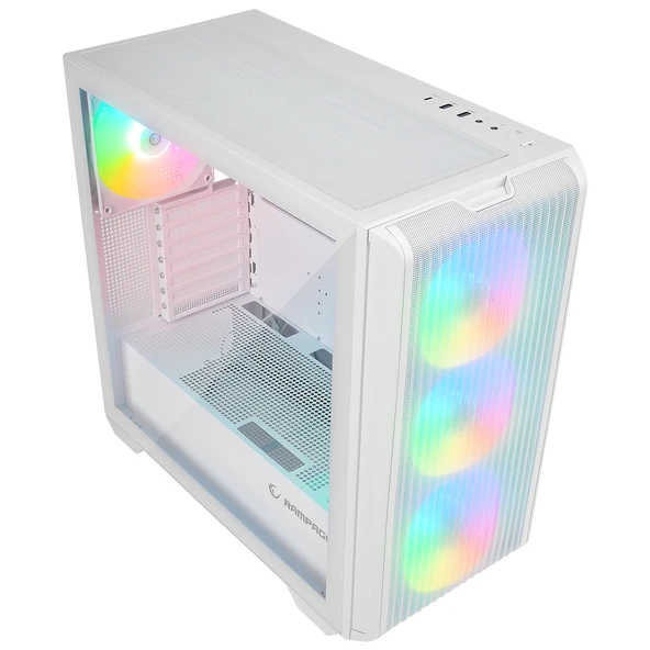 Rampage CRAFT Beyaz Mesh Type-C*1+Usb3.0*2+Hd Audio 1*14CM+3*12CM ARGB Fan ATX Mid-T Gaming Oyuncu Kasası - 7