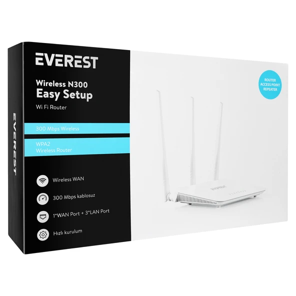 EVEREST EWR-F303 2.4 GHZ 300 MBPS 4 PORT KABLOSUZ ROUTER - 4