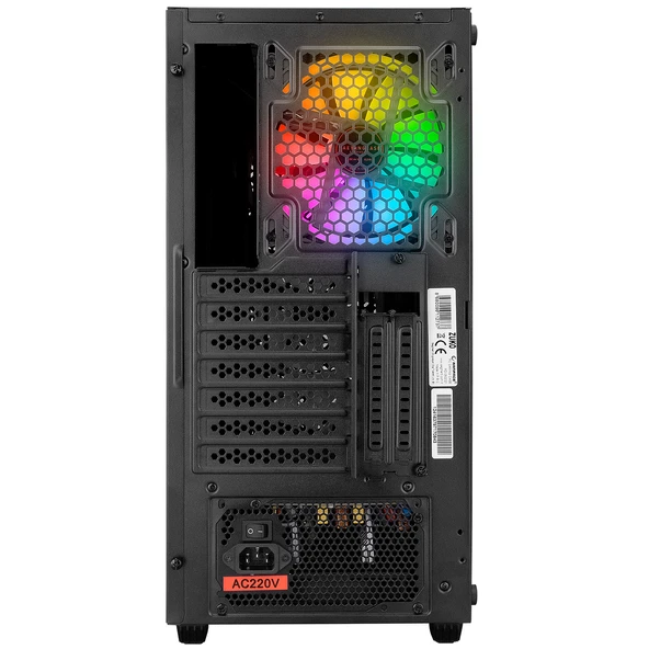 Rampage ZUKO 600W 80+ BRONZE Siyah 4*14cm Rainbow Temperli Camlı ATX Mid-T Gaming Oyuncu Kasası - 5