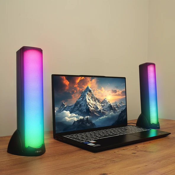 Mikado MD-183 2.0 3W*2 Bluetooth Siyah RGB Aydınlatmalı USB + 3.5mm USB 5V Speaker Hoparlör - 4