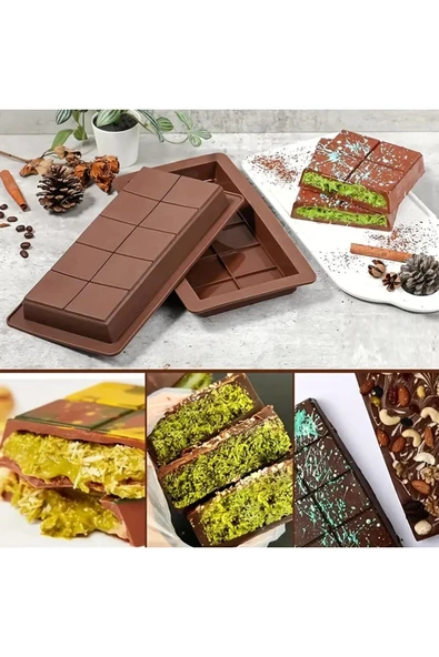 Meşhur Dubai Çikolatası Kalıbı Silikon - Büyük Tablet Çikolata Mum Kek Kalıbı Pasta Kalıbı - 2