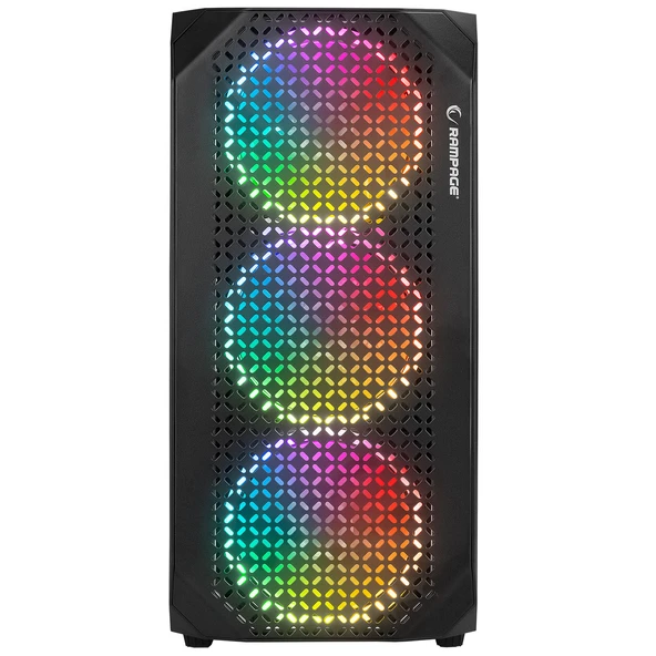 Rampage ZUKO 600W 80+ BRONZE Siyah 4*14cm Rainbow Temperli Camlı ATX Mid-T Gaming Oyuncu Kasası - 2