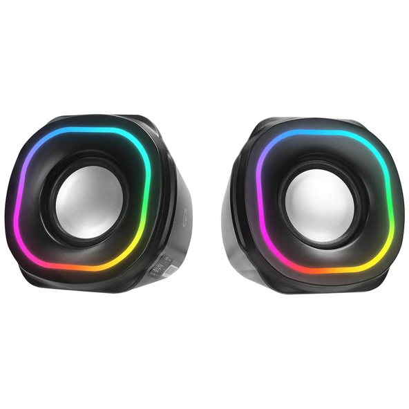 Mikado MD-180 2.0 3W*2 Siyah RGB Aydınlatmalı USB + 3.5mm USB 5V Speaker Hoparlör
