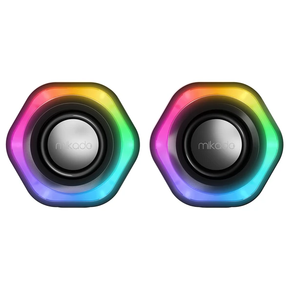 Mikado MD-176 2.0 3W*2 Siyah RGB Aydınlatmalı USB + 3.5mm USB 5V Speaker Hoparlör - 2
