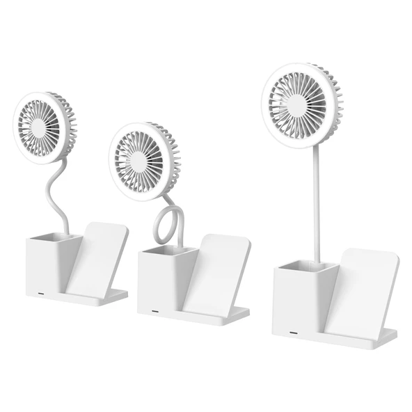 S-LINK SL-M9055 BEYAZ TYPE-C 10W KABLOSUZ ŞARJ CİHAZI FANLI KALEMLİKLİ MASA LAMBASI - 2