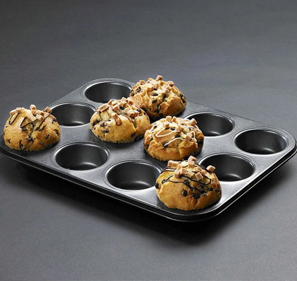 12 Bölmeli Metal Yapışmaz Muffin Kek Kalıbı - 4