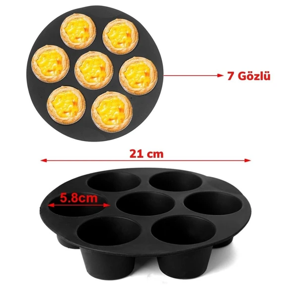 Silikon Airfryer Muffin Cupcake Kek -Kurabiye Pişirme Kalıbı 7 Bölmeli - 5