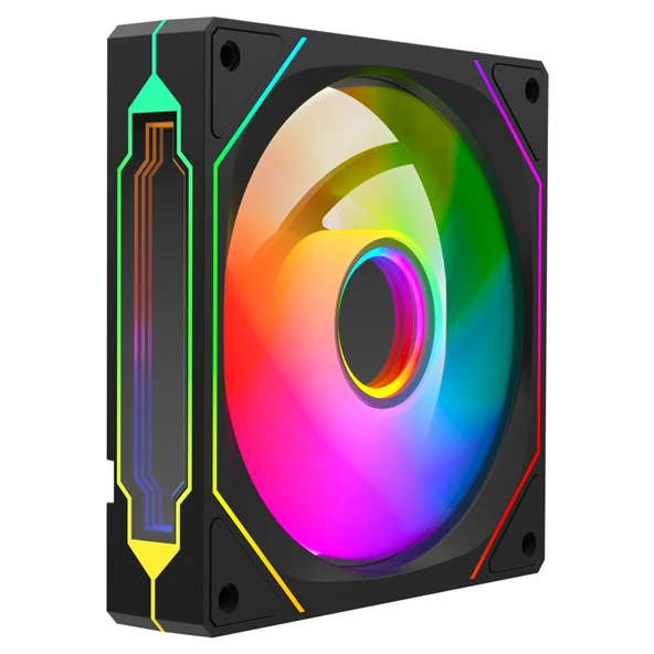 Rampage 7C-120S 120*120*25mm Double Ring Aynalı ARGB Siyah Kasa Fanı - 2
