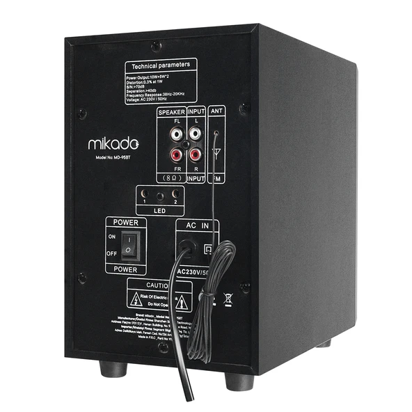 Mikado MD-95BT 2+1 20W Siyah Multimedya FM/BT/SD/USB Speaker Hoparlör - 4