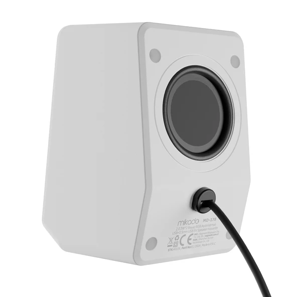 Mikado MD-178 2.0 3W*2 Beyaz RGB Aydınlatmalı USB + 3.5mm USB 5V Speaker Hoparlör - 4