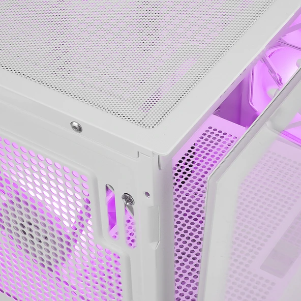 Rampage CRAFT Beyaz Mesh Type-C*1+Usb3.0*2+Hd Audio 1*14CM+3*12CM ARGB Fan ATX Mid-T Gaming Oyuncu Kasası - 5
