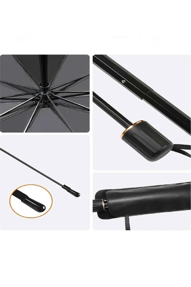 Katlanabilir Oto Ön Cam Güneşlik Şemsiye Tip 140x75 cm Güneş Koruyucu Isı Yalıtımlı Araç Gölgelik140cm X 75cm - 4