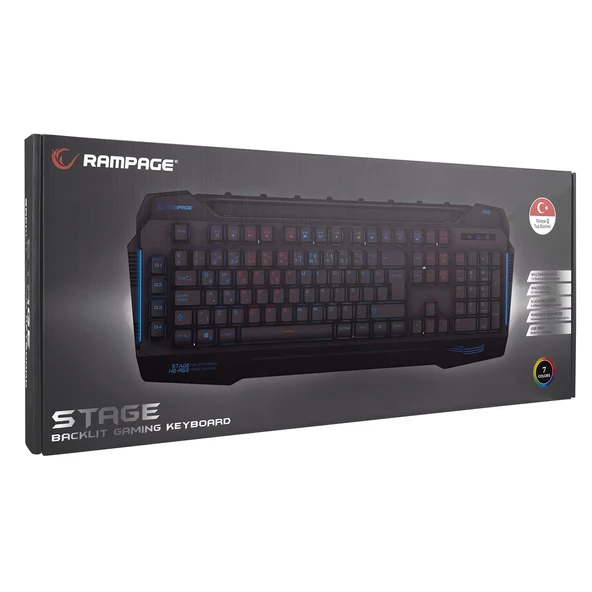 Rampage KB-R63 STAGE Siyah 4 Makro Fonksiyon Sese Duyarlı Işıklı RGB Q USB +Ses Mik Çıkışlı Oyuncu Klavyesi - 5