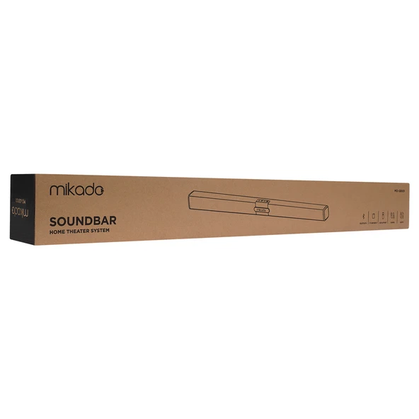 MIKADO MD-SB101 SİYAH 10WX2 12V/1.5A BT USB AUX TF KARTLI EV SİNEMA SOUNDBAR HOPARLÖR - 3