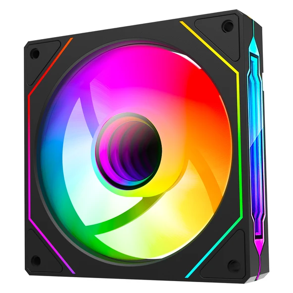 Rampage 7C-120S 120*120*25mm Double Ring Aynalı ARGB Siyah Kasa Fanı - 3