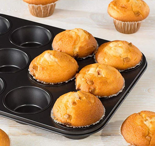 12 Bölmeli Metal Yapışmaz Muffin Kek Kalıbı - 2