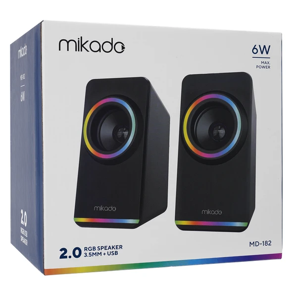 Mikado MD-182 2.0 3W*2 Siyah RGB Aydınlatmalı USB + 3.5mm USB 5V Speaker Hoparlör - 2