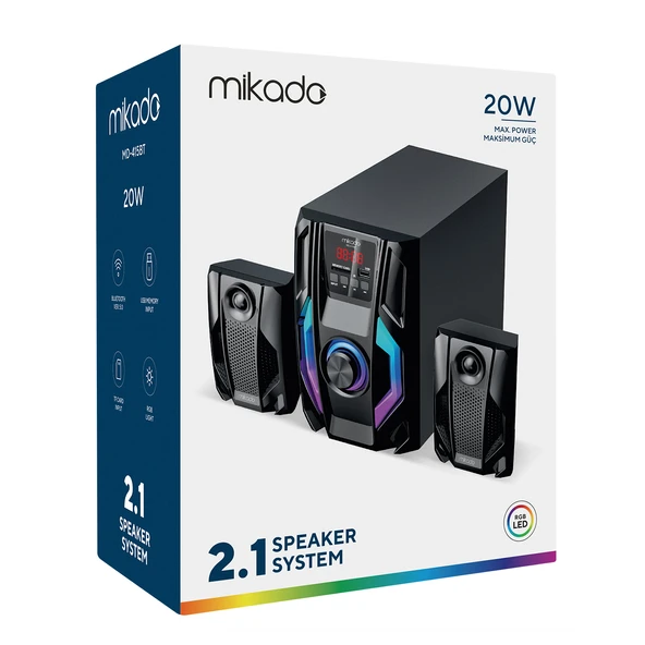 MİKADO MD-415BT RGB 2+1 20 WATT BASSLI FM/BT/SD/USB BLUETOOTH SES SİSTEMİ MULTİMEDYA HOPARLÖR - 6