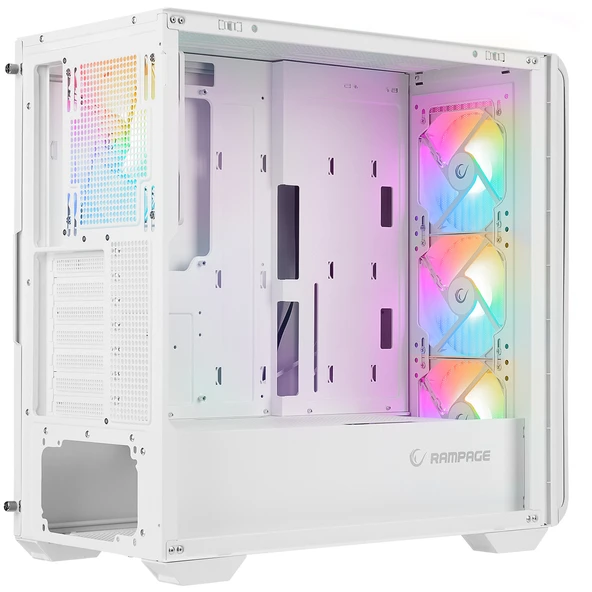 Rampage CRAFT Beyaz Mesh Type-C*1+Usb3.0*2+Hd Audio 1*14CM+3*12CM ARGB Fan ATX Mid-T Gaming Oyuncu Kasası - 3