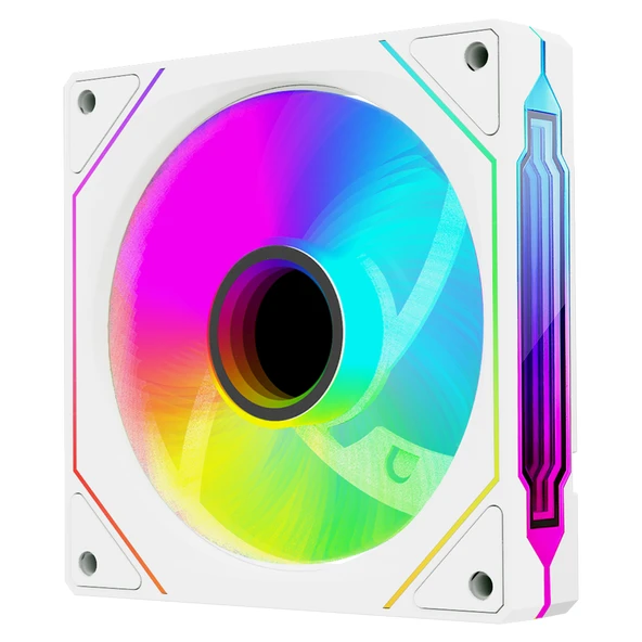 Rampage 7C-120B 120*120*25mm Double Ring Aynalı ARGB Beyaz Kasa Fanı - 2
