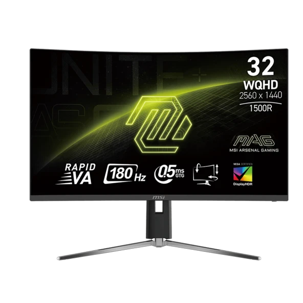 MSI MAG 32CQ6PF 31.5" 180Hz 0.5ms HDMI DP AdaptiveSync HDR400 WQHD Rapid VA Curved 1500R Monitör