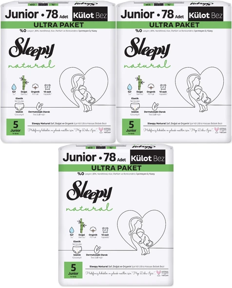 Sleepy Külot Bebek Bezi Natural Beden:5 (11-18KG) Junior 234 Adet Aylık Ultra Pk